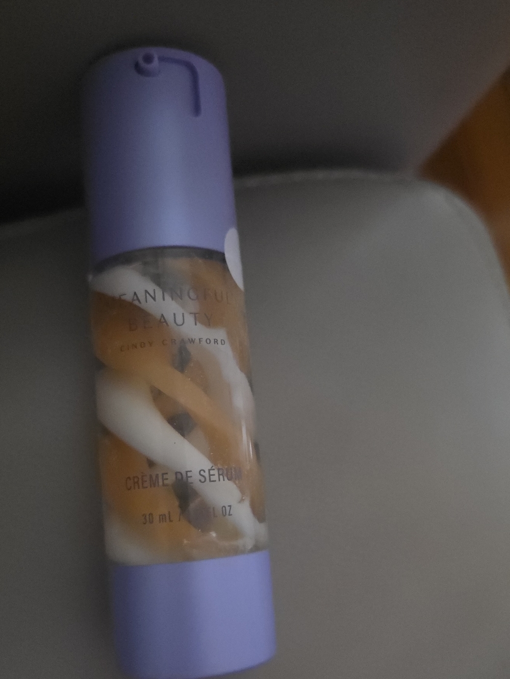 Meaningful Beauty lavender and white swirled serum bottle